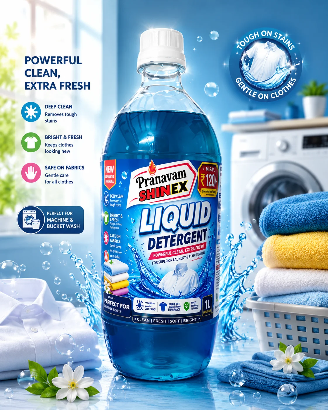 Liquid Detergent - 1 Ltr - Pranavam-Shinex - Pranavam Shinex - Pranavam Industries